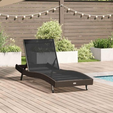 vidaXL Ξαπλώστρα 197x70x82cm συνθετικό ρατάν 1 τεμ.