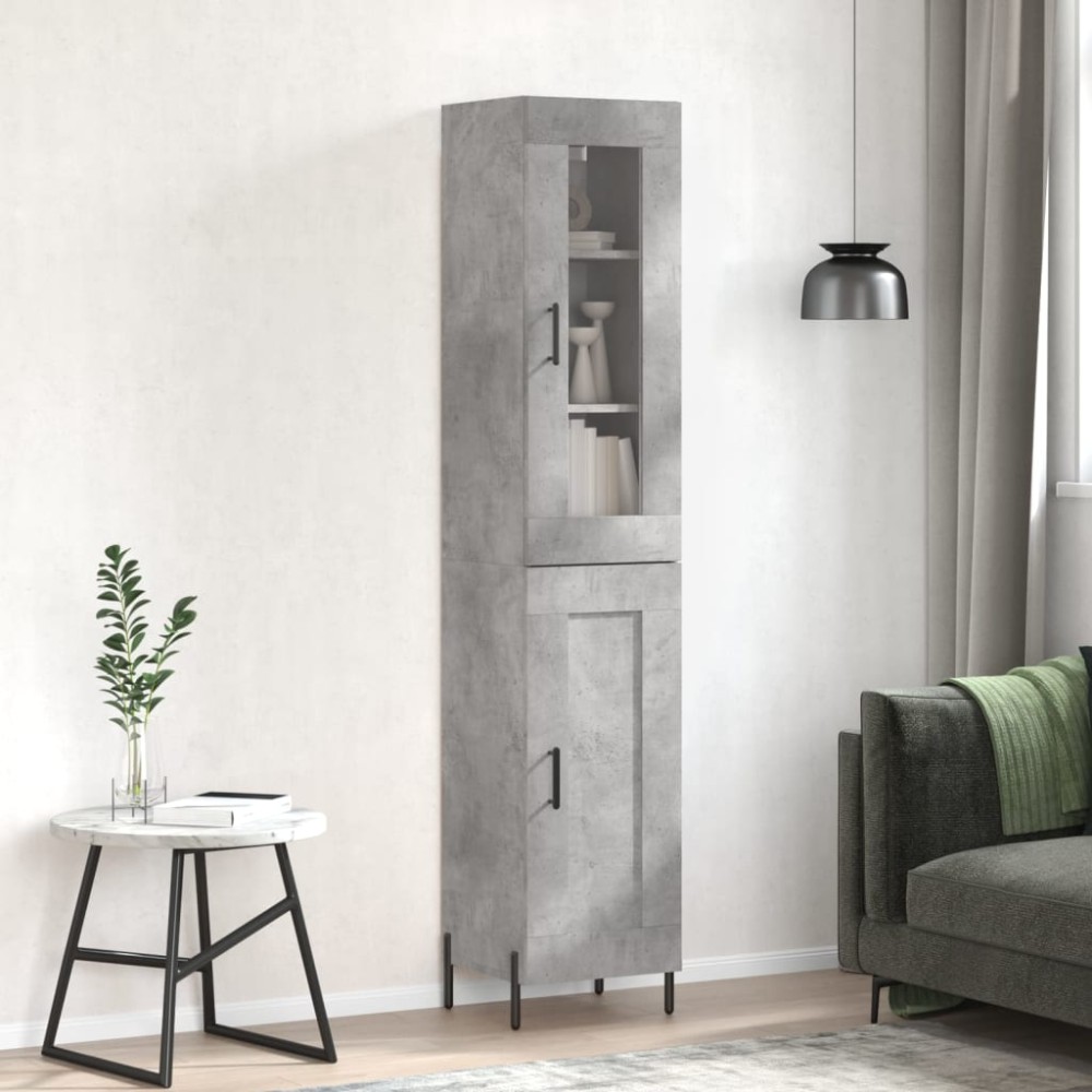 vidaXL Ντουλάπι Γκρι Σκυροδέματος 34,5x34x180cm Επεξεργασμένο Ξύλο 1 τεμ.