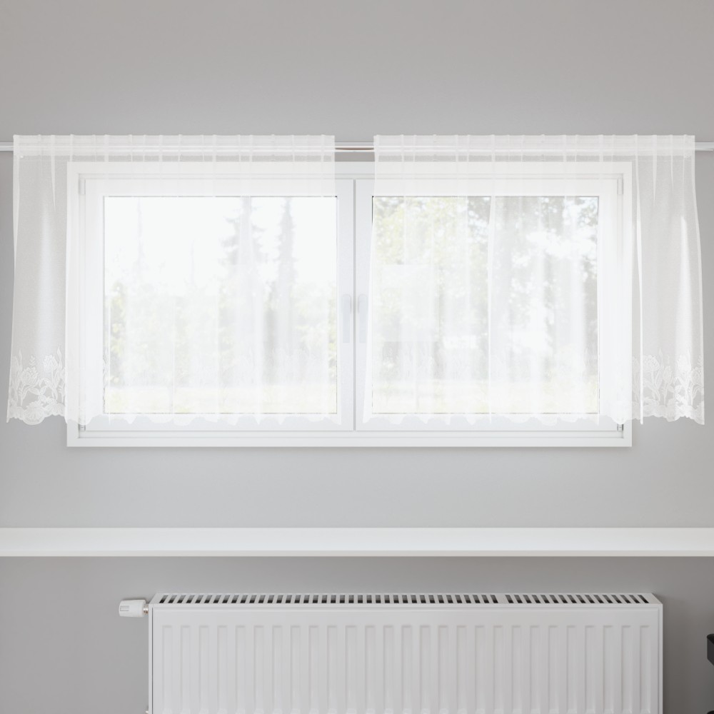vidaXL Κουρτίνα Δαντέλας με κουρτίνες Λευκό 100x200cm Πολυεστέρας