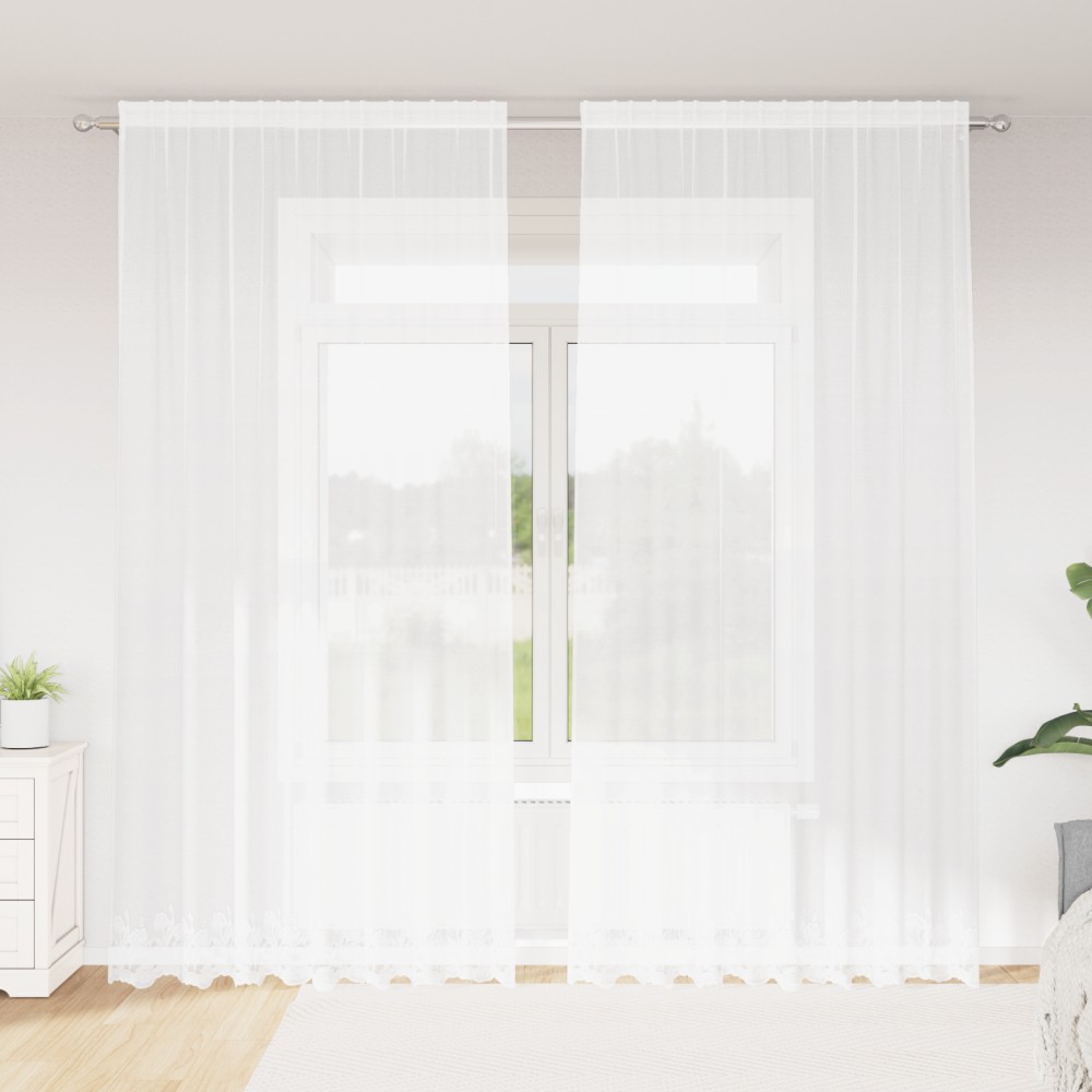 vidaXL Κουρτίνα Δαντέλας με κουρτίνες Λευκό 280x200cm Πολυεστέρας
