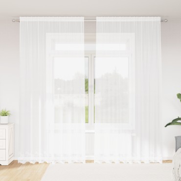vidaXL Κουρτίνα Δαντέλας με κουρτίνες Λευκό 280x200cm Πολυεστέρας