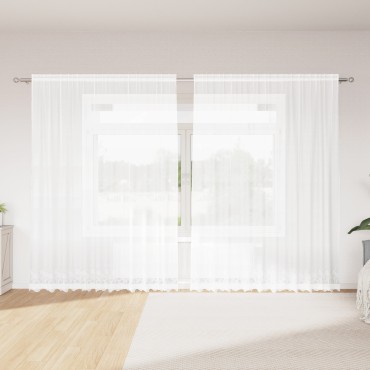 vidaXL Κουρτίνα Δαντέλας με κουρτίνες Λευκό 245x300cm Πολυεστέρας