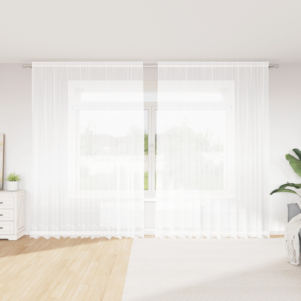 vidaXL Κουρτίνα Δαντέλας Λευκό 300x300cm Πολυεστέρας
