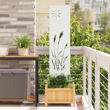 vidaXL Οθόνη Ιδιωτικότητας Κήπου Μαιανδρικό σχέδιο Λευκό 32 χ 140 εκ