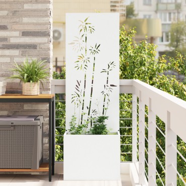 vidaXL Οθόνη Ιδιωτικότητας Κήπου Floral Λευκό 50 x 32 x 150 εκ