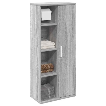 vidaXL Ντουλάπι μπάνιου με θήκη για ρολό Γκρι Sonoma 39x22x90cm