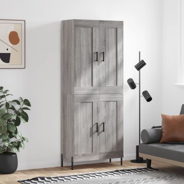 vidaXL Ντουλάπι Γκρι Sonoma 69,5x34x180cm Επεξεργασμένο Ξύλο 1 τεμ.