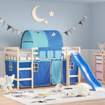 vidaXL Κουρτίνες για Κρεβάτι Κουκέτα με Τούνελ Μπλε από Πολυεστέρα