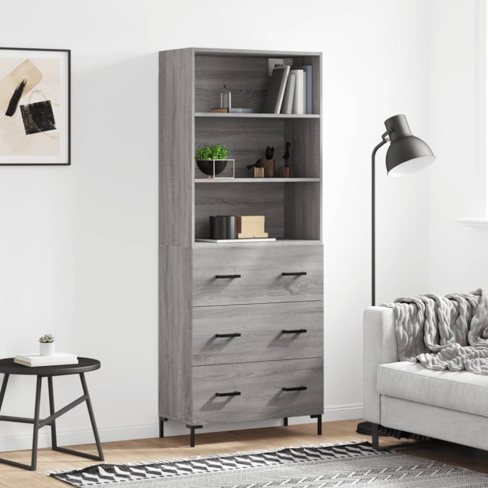 vidaXL Ντουλάπι Γκρι Sonoma 69,5x34x180cm Επεξεργασμένο Ξύλο 1 τεμ.
