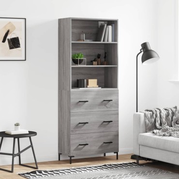 vidaXL Ντουλάπι Γκρι Sonoma 69,5x34x180cm Επεξεργασμένο Ξύλο 1 τεμ.