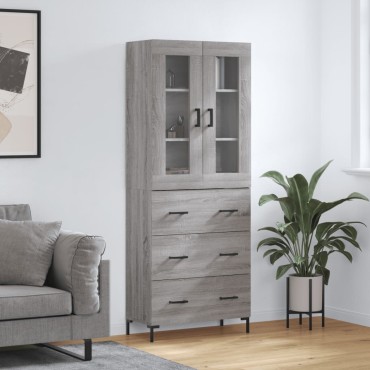vidaXL Ντουλάπι Γκρι Sonoma 69,5x34x180cm Επεξεργασμένο Ξύλο 1 τεμ.