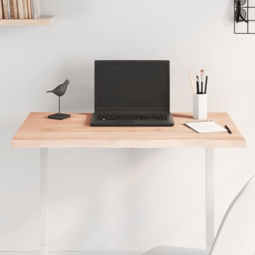 vidaXL Επιφάνεια Τραπεζιού 80x60x2cm Ακατ. Μασίφ Ξύλο Δρυός Live Edge 1 τεμ.