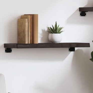 vidaXL Ράφι Τοίχου Σκούρο Καφέ 60x20x4cm Επεξεργ. Μασίφ Ξύλο Δρυός 1 τεμ.