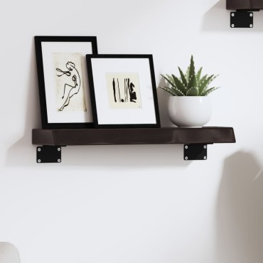 vidaXL Ράφι Τοίχου Σκούρο Καφέ 40x10x4cm Επεξεργ. Μασίφ Ξύλο Δρυός 1 τεμ.