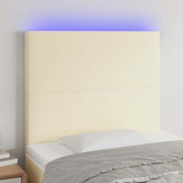 vidaXL Κεφαλάρι Κρεβατιού LED Κρεμ 90x5x118/128 εκ 1 τεμ.