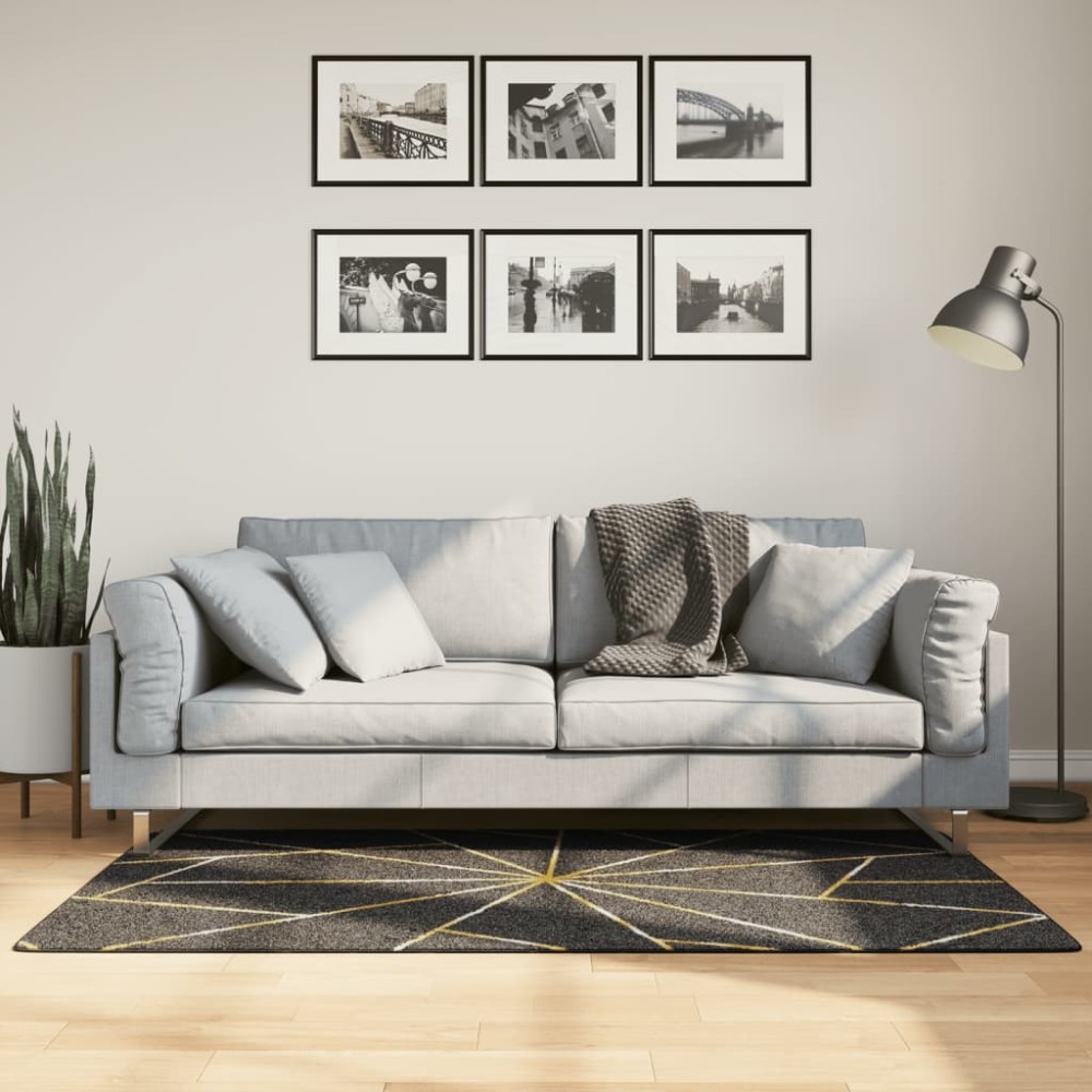 vidaXL Χαλί Πλενόμενο Μαύρο και Χρυσό 80x150cm