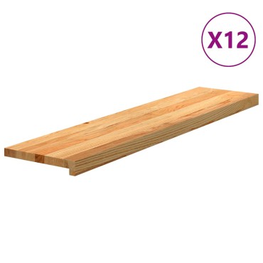 vidaXL Πατάκια Σκάλας 12 τεμ. Ανοιχτό Καφέ 110x30x2 cm Ξύλο Δρυός