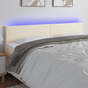 vidaXL Κεφαλάρι Κρεβατιού LED Κρεμ 180x5x78/88cm από Συνθετικό Δέρμα 1 τεμ.