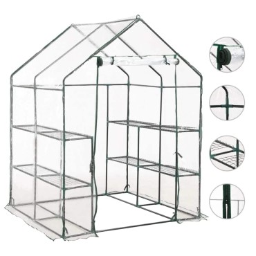 vidaXL Θερμοκήπιο με 8 Ράφια 143 x 143 x 195 εκ.