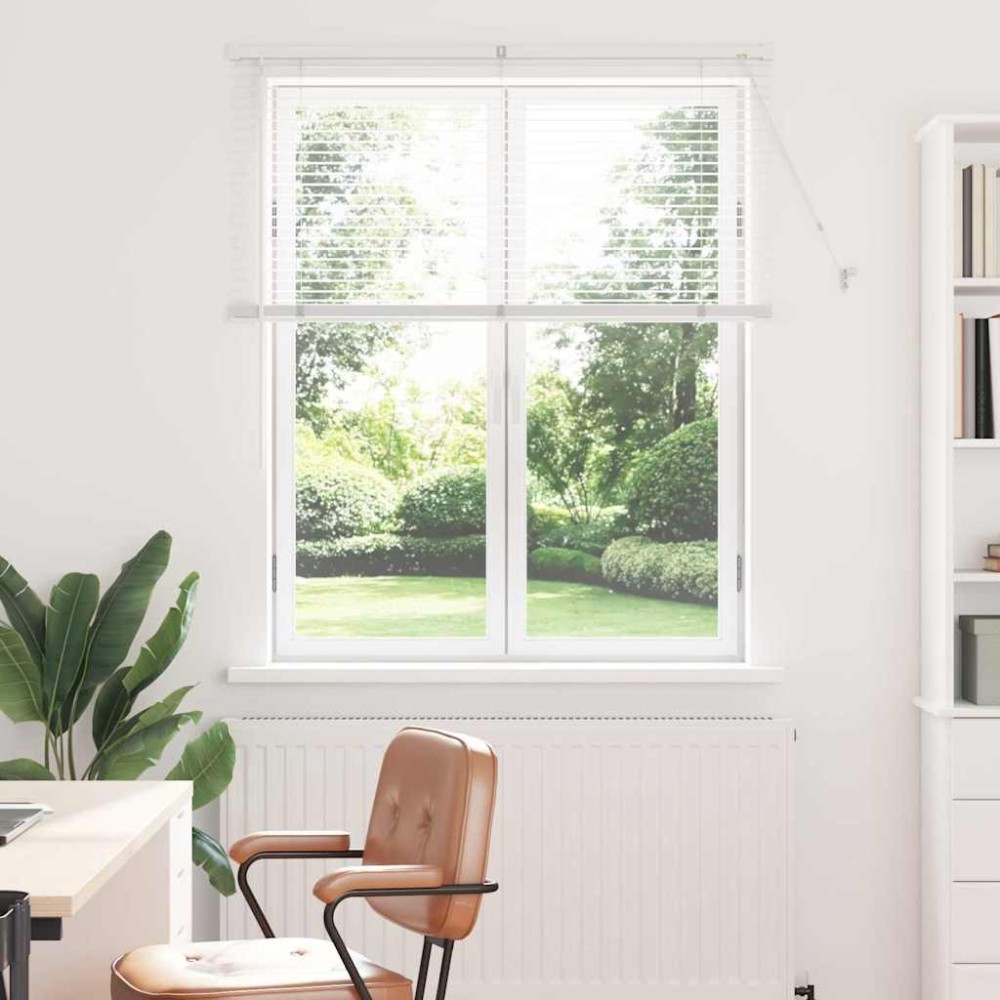 vidaXL Βενετσιάνικη Σκίαση Λευκό 130 x 120 εκ 25 χιλ. Αλουμίνιο