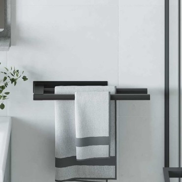 vidaXL Ράφι Πετσέτας Μαύρο 40 x 9 x 4 εκ Ανοξείδωτο ατσάλι