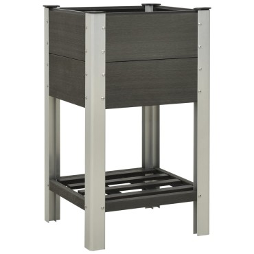 vidaXL Ζαρντινιέρα Υπερυψωμένη με Ράφι Γκρι 50 x 50 x 90 εκ. από WPC