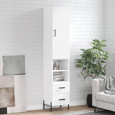 vidaXL Ντουλάπι Λευκό 34,5x34x180cm από Επεξεργασμένο Ξύλο 1 τεμ.