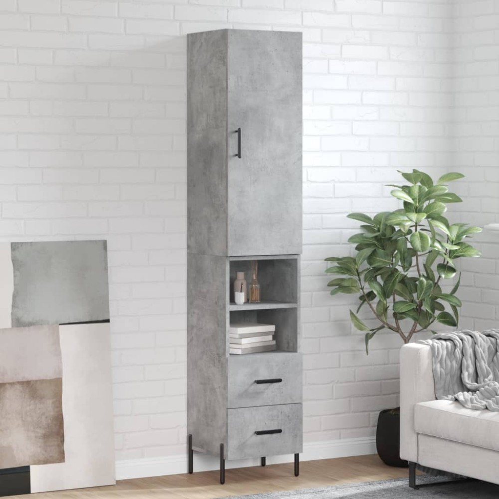 vidaXL Ντουλάπι Γκρι Σκυροδέματος 34,5x34x180cm Επεξεργασμένο Ξύλο 1 τεμ.