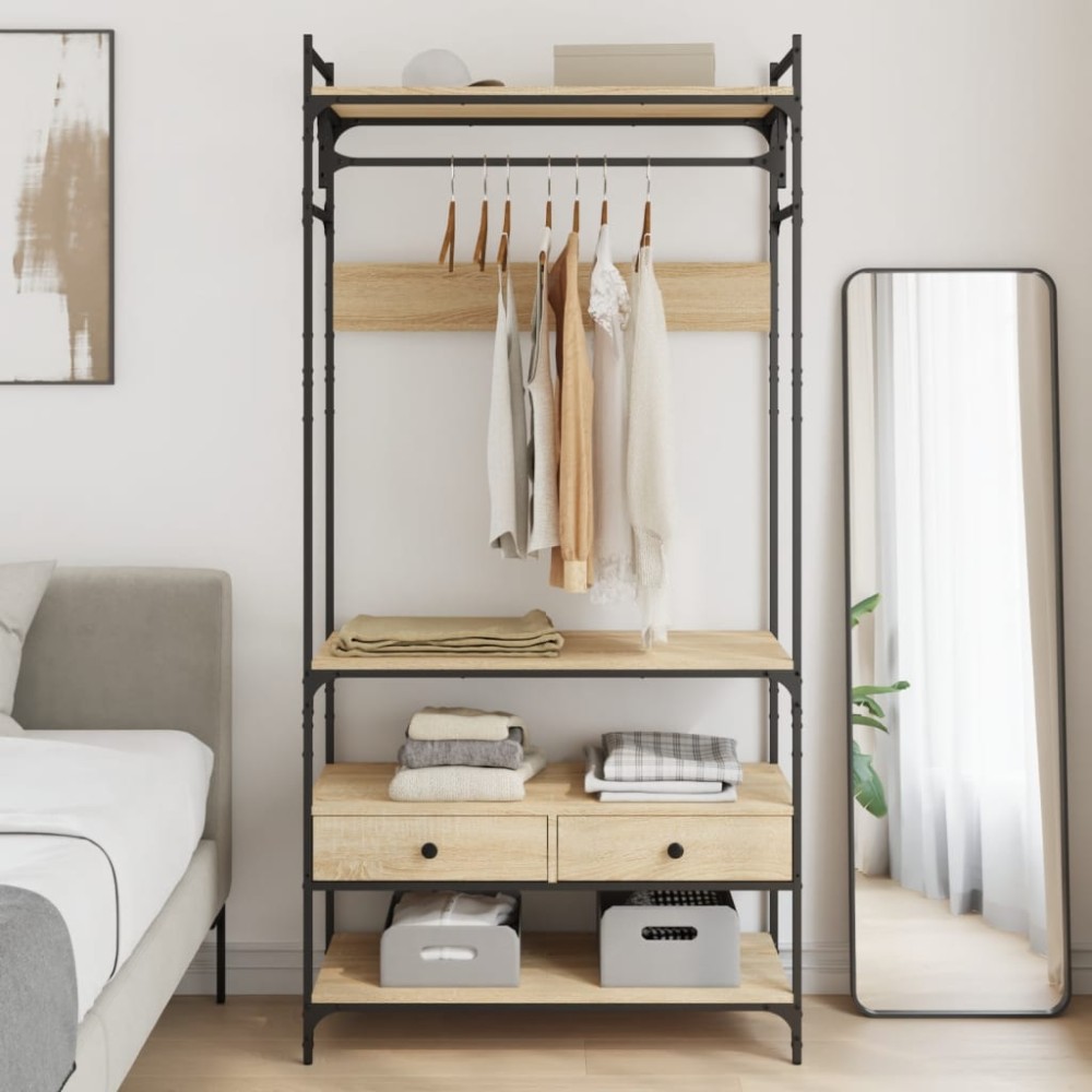 vidaXL Ντουλάπα με Συρτάρια Sonoma Δρυς 89x39x184,5cm Επεξ. Ξύλο 1 τεμ.