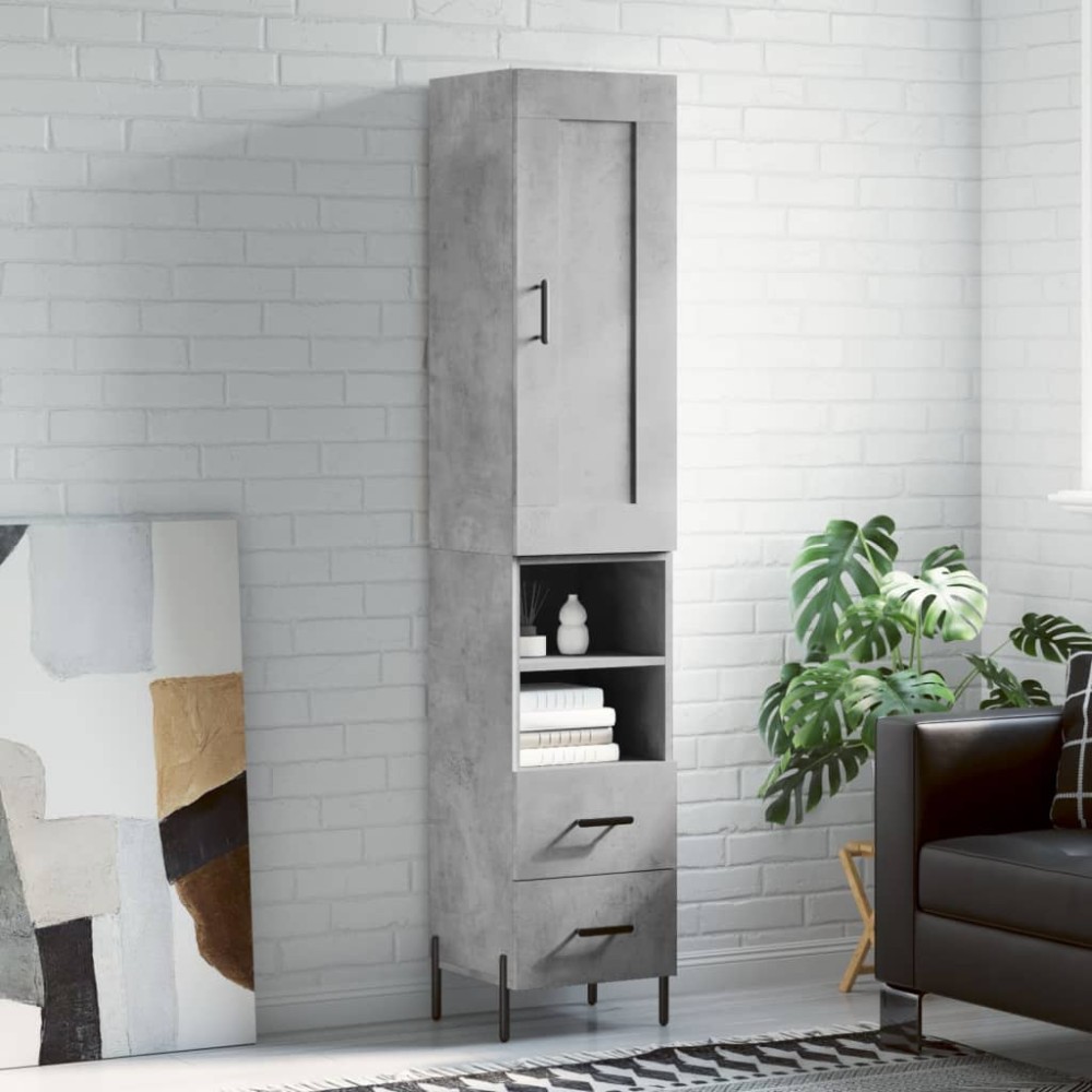 vidaXL Ντουλάπι Γκρι Σκυροδέματος 34,5x34x180cm Επεξεργασμένο Ξύλο 1 τεμ.