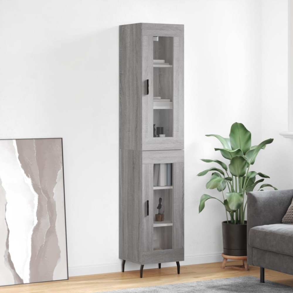 vidaXL Μπουφές Sonoma Γκρι 34,5x34x180cm από Επεξεργασμένο Ξύλο 1 τεμ.