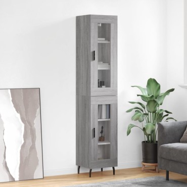 vidaXL Μπουφές Sonoma Γκρι 34,5x34x180cm από Επεξεργασμένο Ξύλο 1 τεμ.