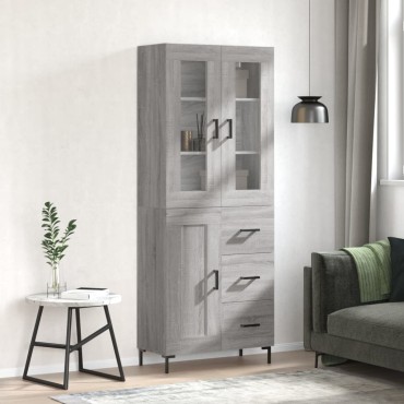 vidaXL Ντουλάπι Γκρι Sonoma 69,5x34x180cm Επεξεργασμένο Ξύλο 1 τεμ.