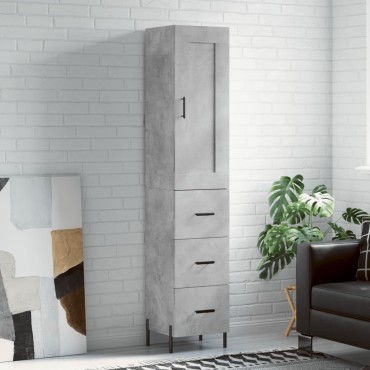 vidaXL Ντουλάπι Γκρι Σκυροδέματος 34,5x34x180cm Επεξεργασμένο Ξύλο 1 τεμ.
