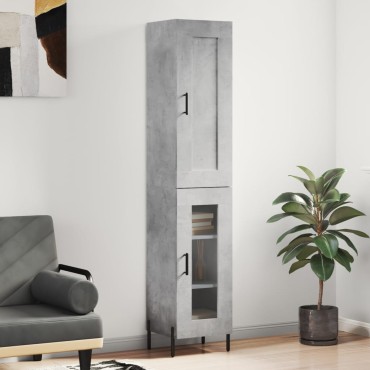 vidaXL Ντουλάπι Γκρι Σκυροδέματος 34,5x34x180cm Επεξεργασμένο Ξύλο 1 τεμ.