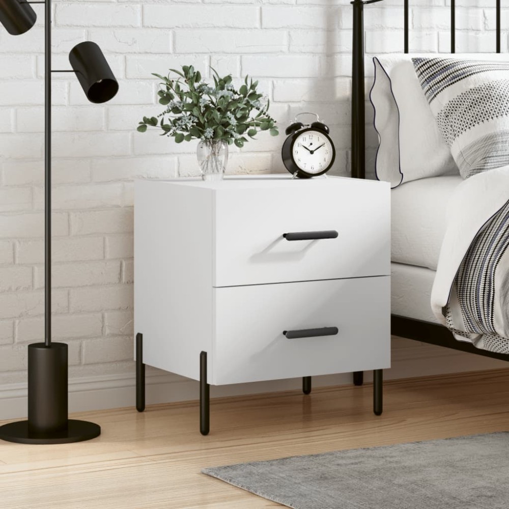 vidaXL Κομοδίνο Λευκό 40x35x47,5cm από Επεξεργασμένο Ξύλο 1 τεμ.