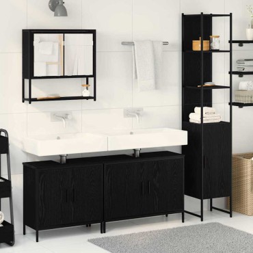 vidaXL Σετ Επίπλων Μπάνιου 4 τεμ. Μαύρο 33x33x185,5 εκ