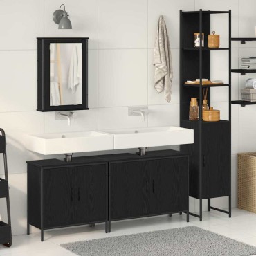 vidaXL Σετ Επίπλων Μπάνιου 4 τεμ. Μαύρο 33x33x185,5 εκ