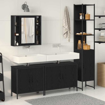 vidaXL Σετ Επίπλων Μπάνιου 4 τεμ. Μαύρο 33x33x185,5 εκ