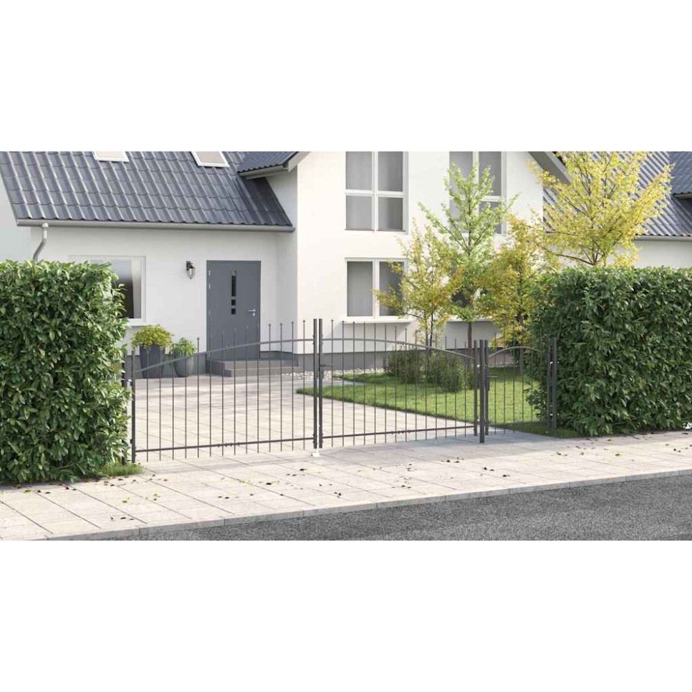 vidaXL Πύλη Κήπου WOERDEN 100 x 500 cm Ατσάλι Γκρι Κλειδώσιμο