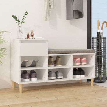 vidaXL Παπουτσοθήκη Λευκή 102x36x60cm από Επεξεργασμένο Ξύλο