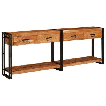 vidaXL Τραπέζια Κονσόλες 2 τμχ. Καφέ 200x33x75 εκ