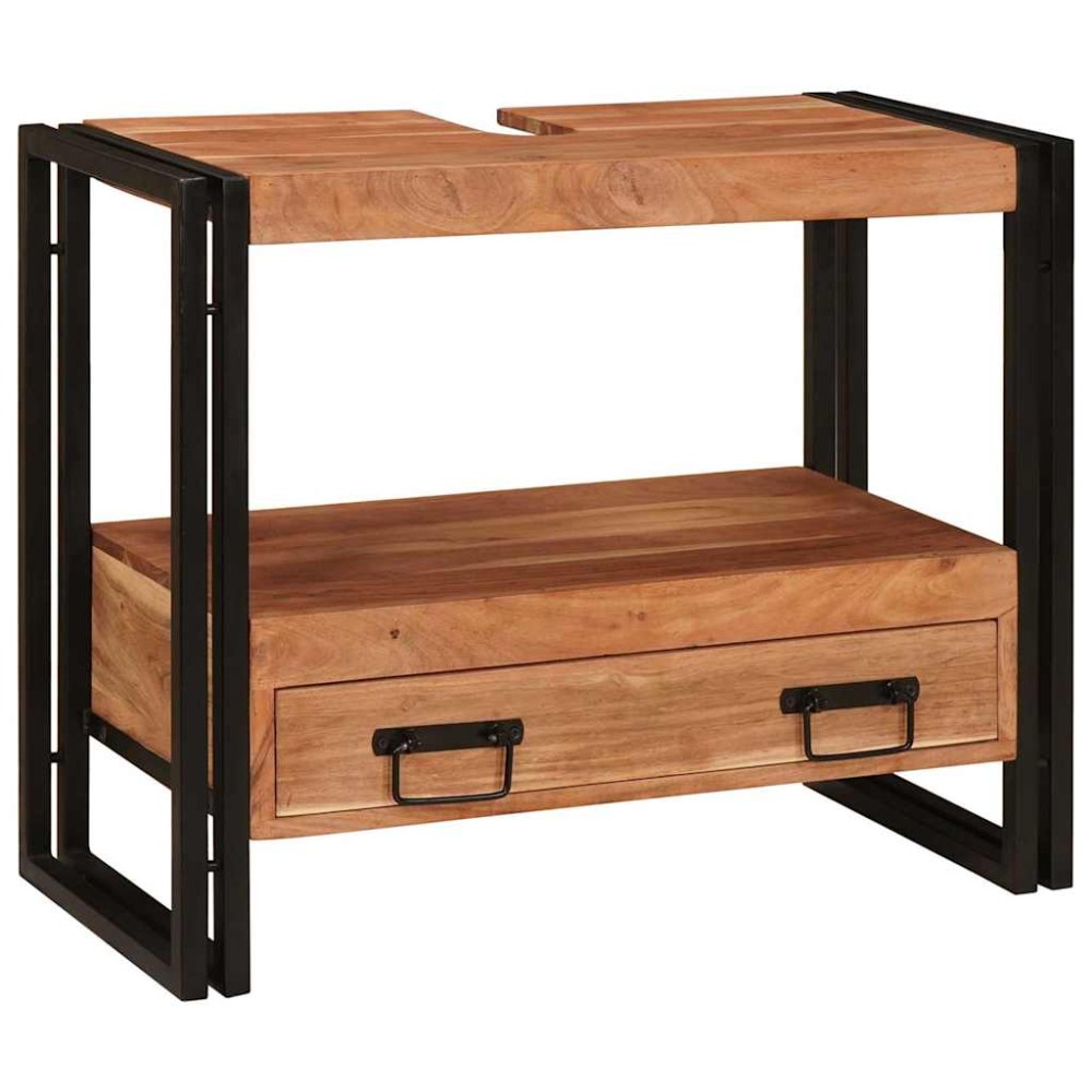 vidaXL Ντουλάπι νιπτήρα Καφέ 71x33x58cm Στερεό Ξύλο Ακακίας 1 τεμ.