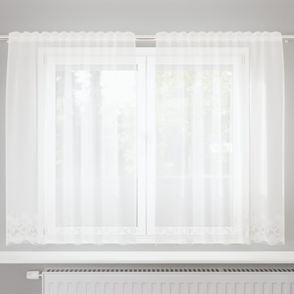vidaXL Κουρτίνα Δαντέλας Λευκό 180x150cm Πολυεστέρας