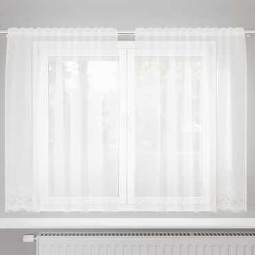 vidaXL Κουρτίνα Δαντέλας με κουρτίνες Λευκό 180x150cm Πολυεστέρας