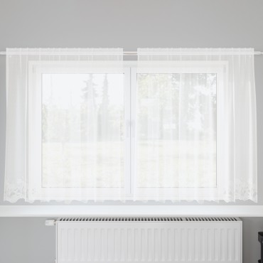 vidaXL Κουρτίνα Δαντέλας με κουρτίνες Λευκό 180x200cm Πολυεστέρας