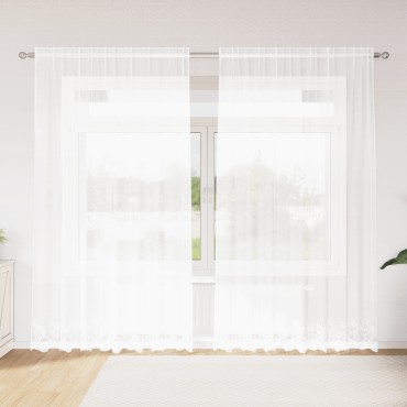 vidaXL Κουρτίνα Δαντέλας με κουρτίνες Λευκό 245x200cm Πολυεστέρας