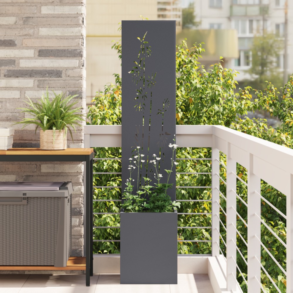 vidaXL Οθόνη Ιδιωτικότητας Κήπου Floral Ανθρακί 32 x 32 x 150 εκ