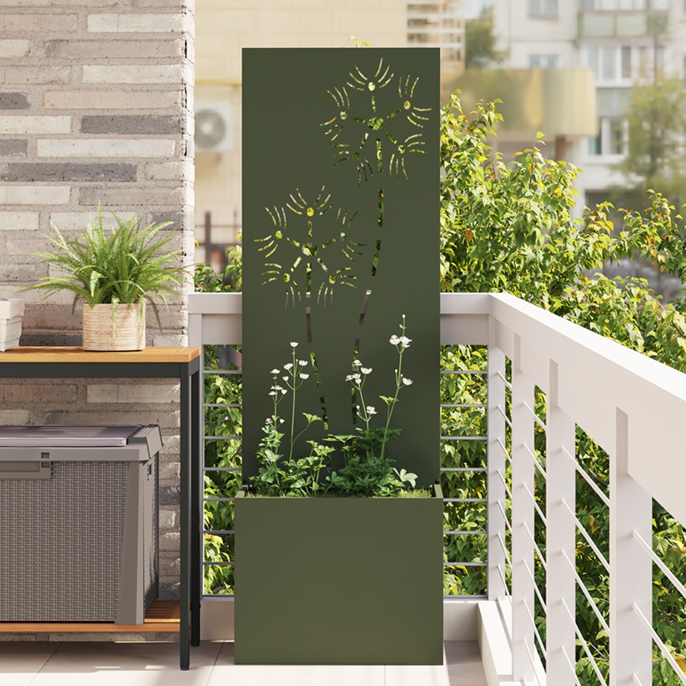 vidaXL Οθόνη Ιδιωτικότητας Κήπου Floral Λαδί 50 x 32 x 150 εκ