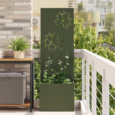 vidaXL Οθόνη Ιδιωτικότητας Κήπου Floral Λαδί 50 x 32 x 150 εκ